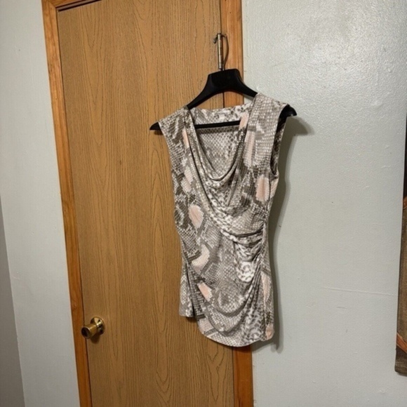 Kenneth Cole New York Small Multi-Color w/Animal Print Sleeveless Cowlneck Top - Picture 1 of 4